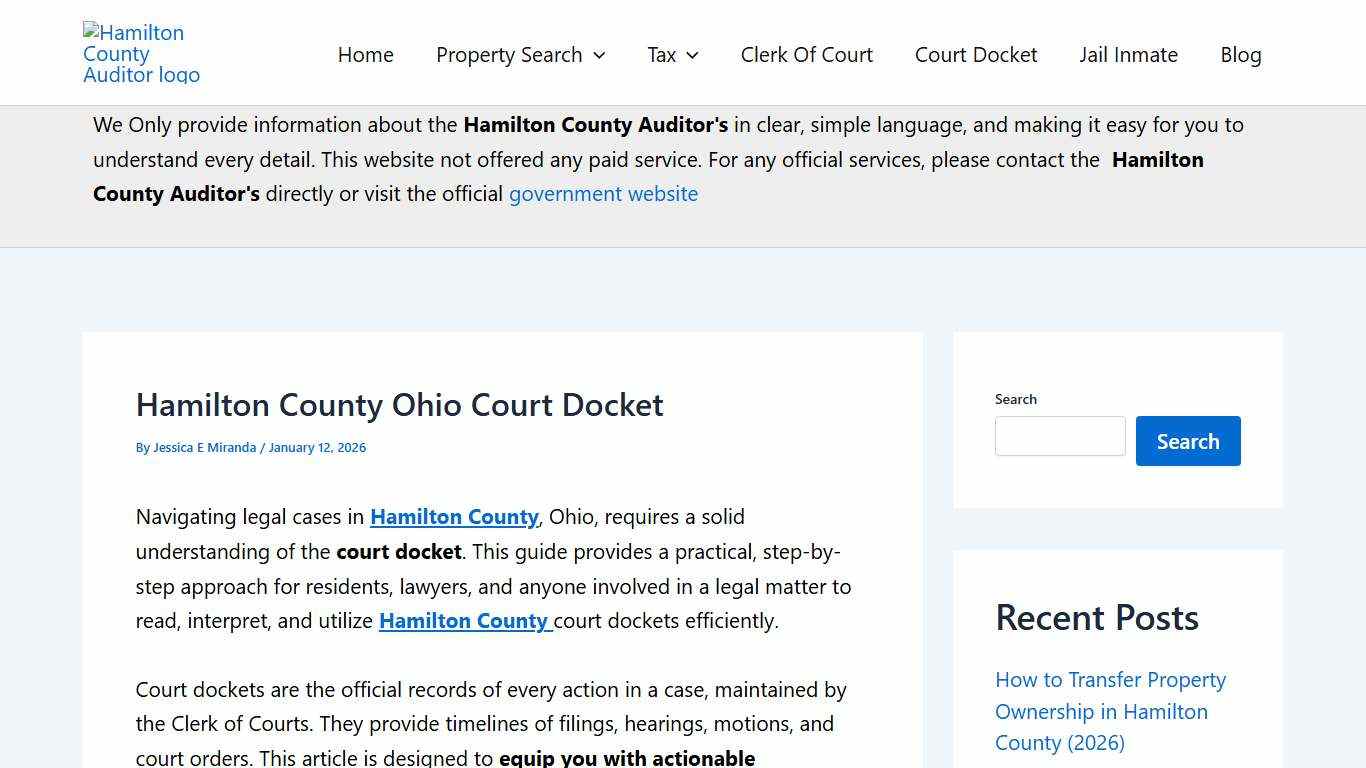 Hamilton County Ohio Court Docket