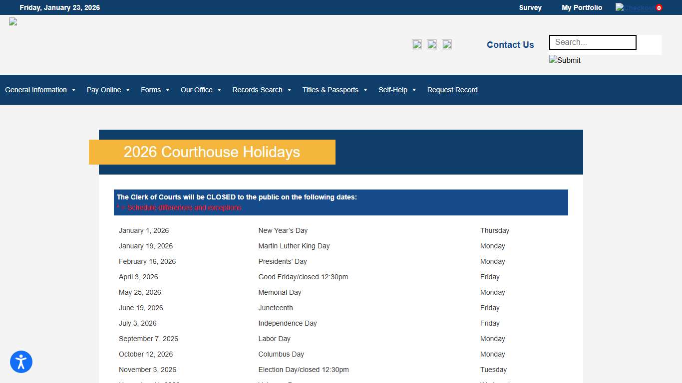 2026 Courthouse Holidays – Hamilton County Clerk of Courts