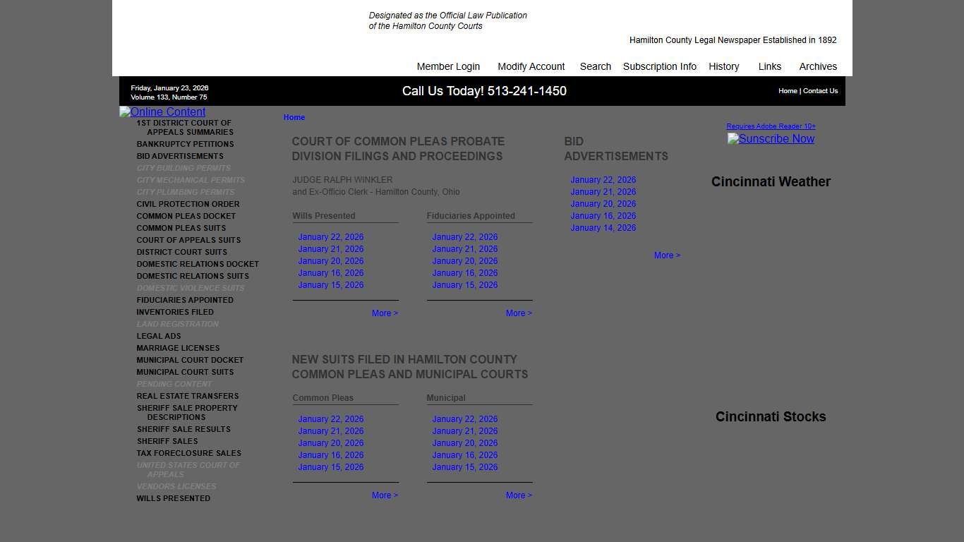 Cincinnati Court Index